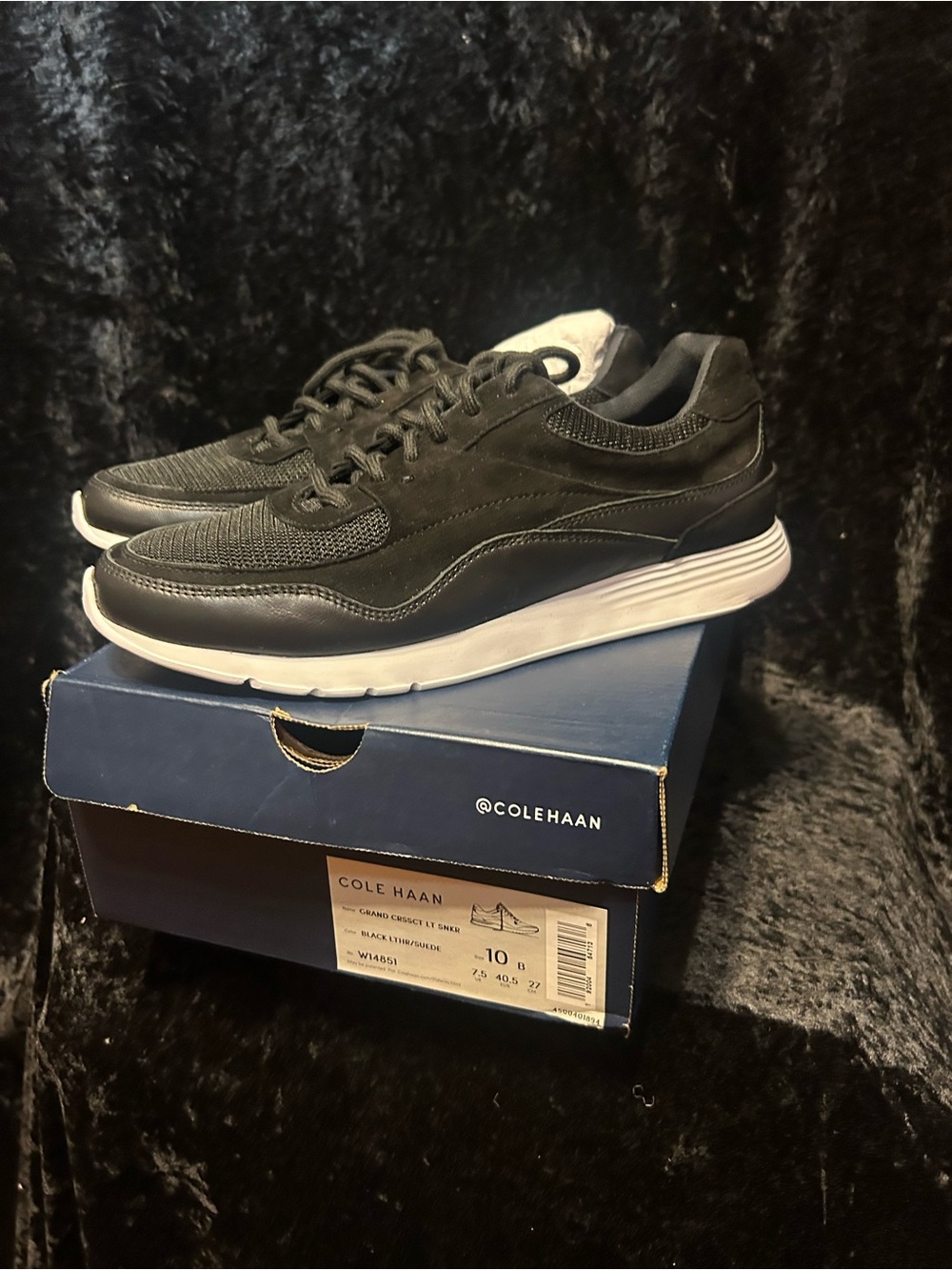 Cole Haan women black Leather Mesh Trainer Sneaker
